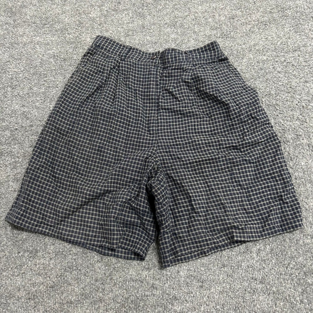 EP Pro Shorts Womens Size 8 Navy Blue Grid Cotton Pleated Casual Golf 53199